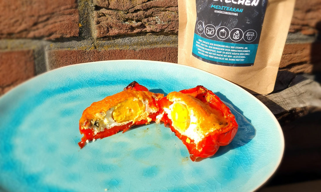 Paprikaei mit Mutterklötzchen