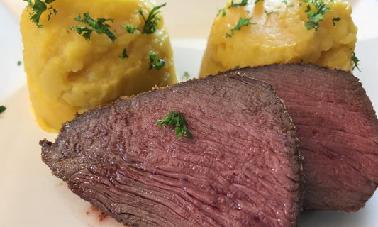 Kürbis Kartoffel Püree mit Rinderhüfte - DER KLEINE BERGMANN