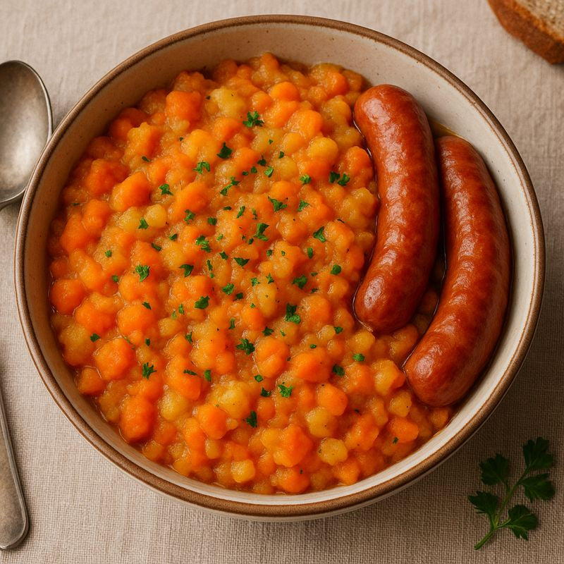 Möhreneintopf (Möhren untereinander) mit Wurst