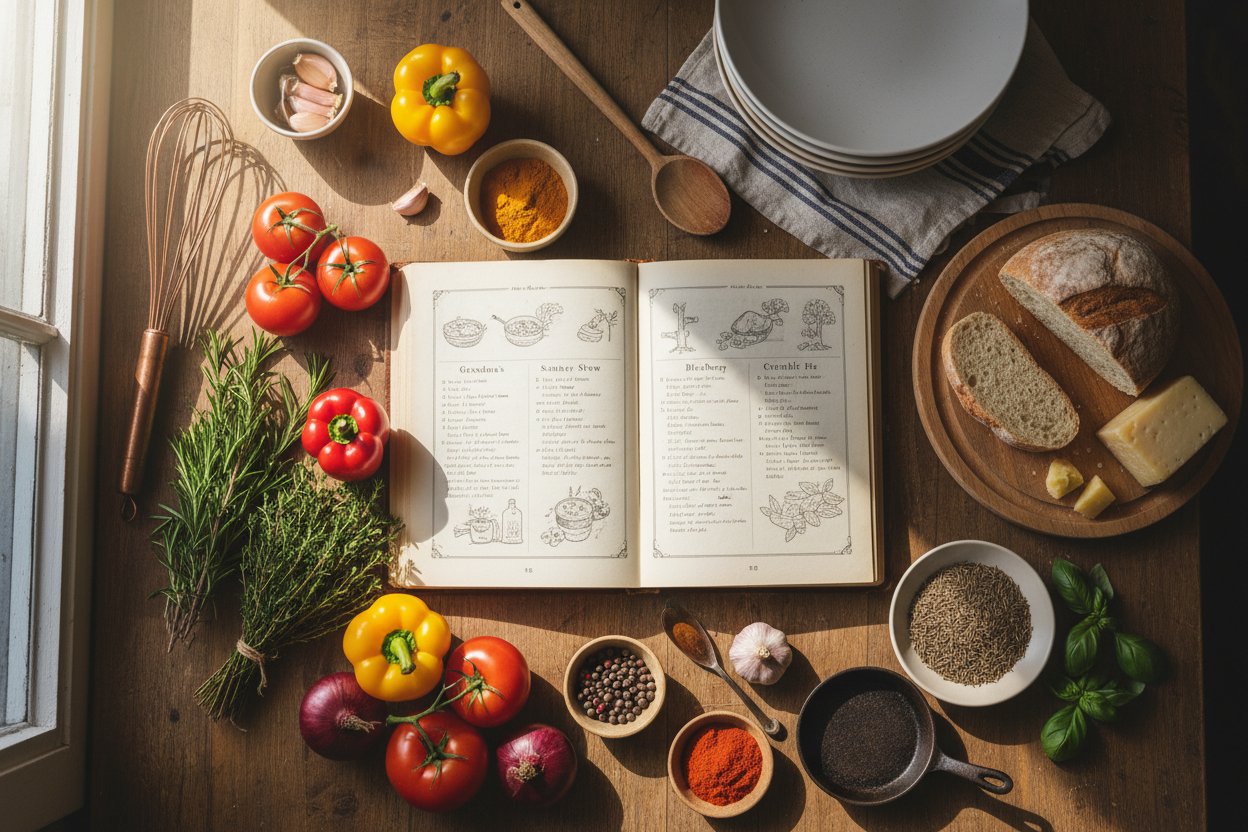 erstelle ein Bild tum Theme Rezepte