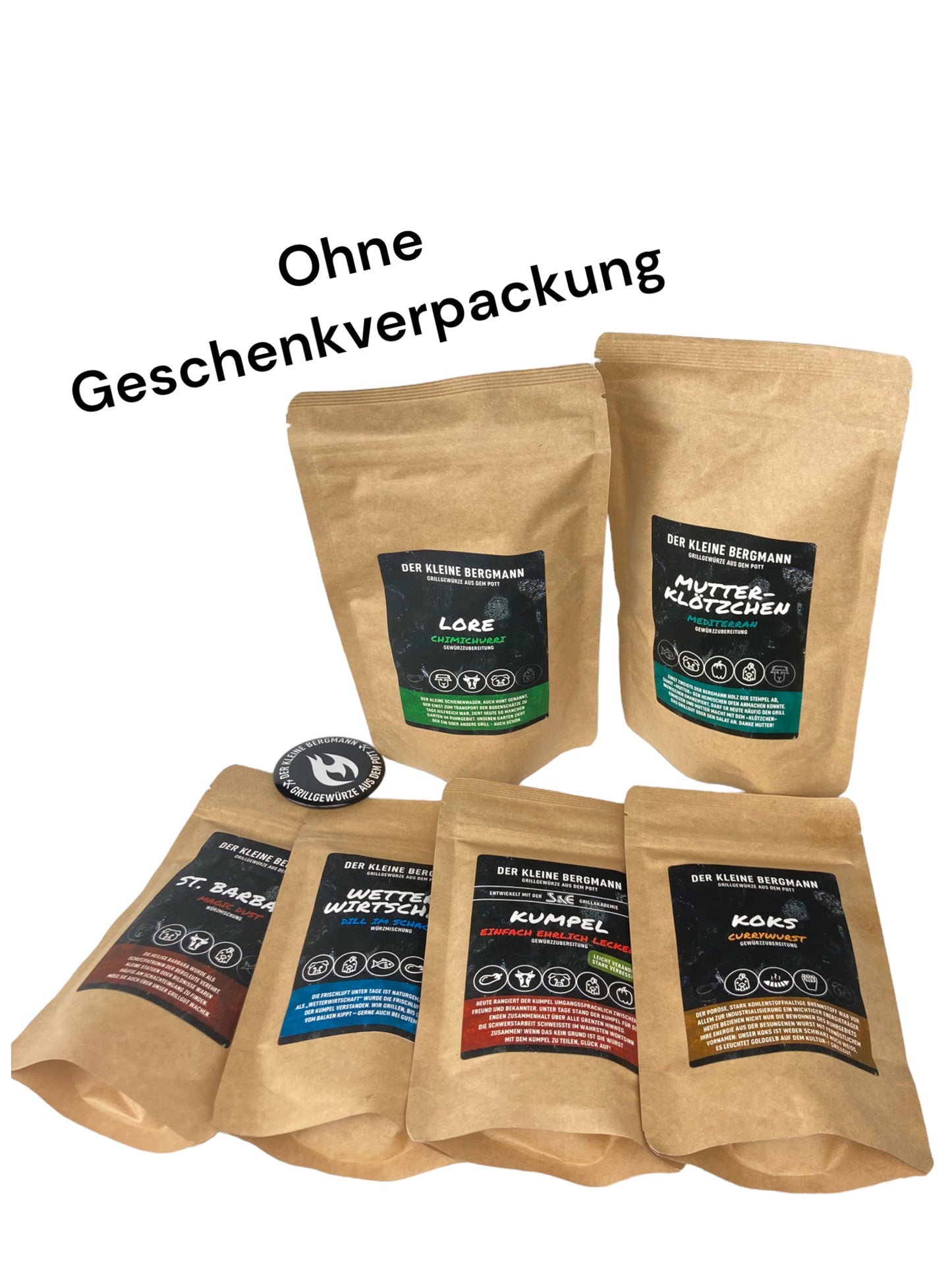 Grill Gewürz Geschenk Set "für Männer" 6x100g und ein Flaschenöffner